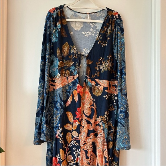 Free People Constance Boho Paisley Jumpsuit SZ S - Picture 2 of 6